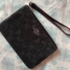 Coach Black Denim Signature Wristlet